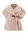 Max Mara Lapel Cape In Nude