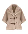 Max Mara Oversized Collar Cape Wide Sleeves In Nude
