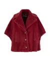 Max Mara Teddy Fabric Short Cloak In Red