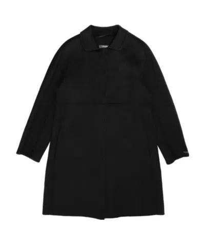 Max Mara Lapel Coat In Black