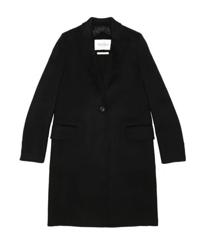 Max Mara Lapel Coat In Black