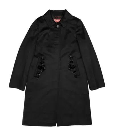 Max Mara Lapel Coat In Black