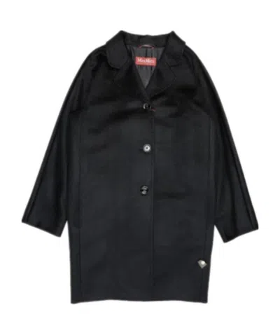 Max Mara Lapel Coat In Black