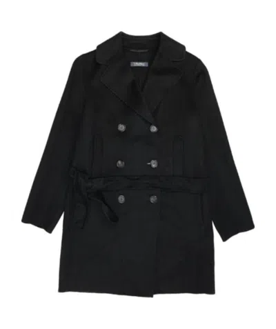 Max Mara Lapel Coat In Black