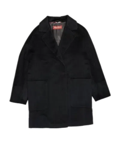 Max Mara Lapel Coat In Black