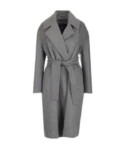Max Mara Lapel Coat In Gray