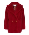 Max Mara Short Teddy Bear Icon Coat In Alpaca And Wool In Red
