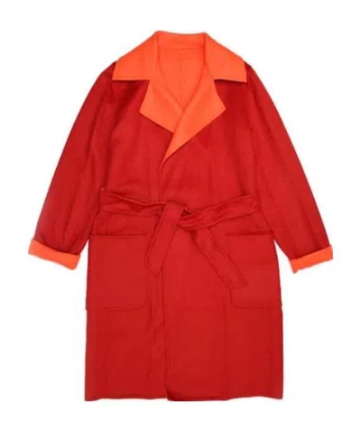 Max Mara Lapel Coat In Red