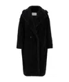 Max Mara Hooded Coat With Belt In Black Wool In Black