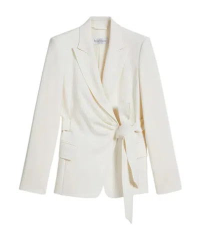 Max Mara Lapel Design Suit Jacket In White