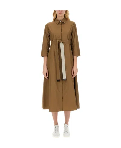 Max Mara Lapel Dress In Brown