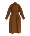 Max Mara Waist Belted Long Length Tops With Side Pockets In Brown