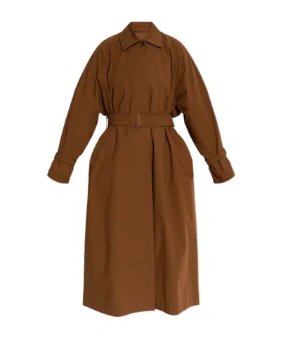 Max Mara Lapel Long Sleeve Coat In Brown