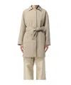 Max Mara Lapel Long Sleeve Coat In Nude