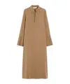 Max Mara Button-cuff Silk Dress In Brown