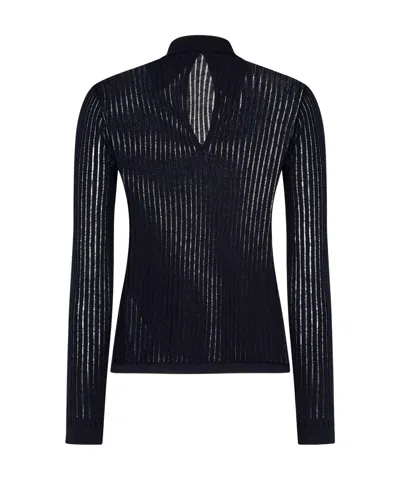 Max Mara Lapel Long Sleeve Polo Shirt In Black