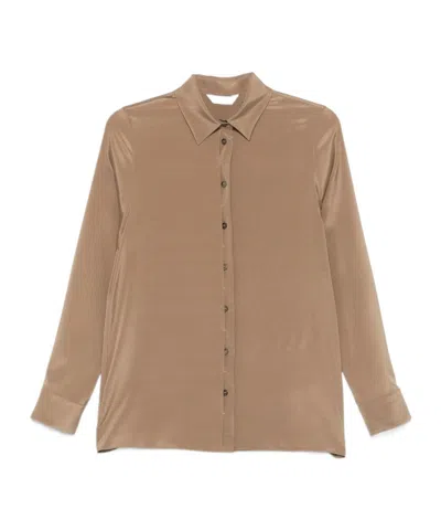 Max Mara Lapel Long Sleeve Shirt In Brown