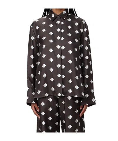 Max Mara Lapel Long Sleeve Shirt In Brown