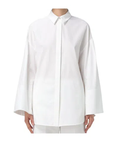Max Mara Lapel Long-sleeved Shirt In White
