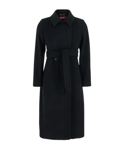 Max Mara Lapel Long-sleeved Coat In Black