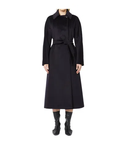 Max Mara Lapel Long-sleeved Coat In Black