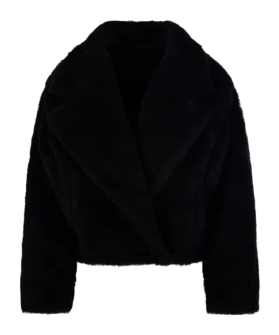 Max Mara Lapel Long-sleeved Coat In Black