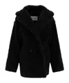 Max Mara Black Teddy Coat In Alpaca And Black Wool In Black