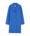 Max Mara Lapel Long-sleeved Coat In Blue