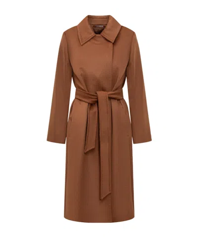 Max Mara Lapel Long-sleeved Coat In Brown