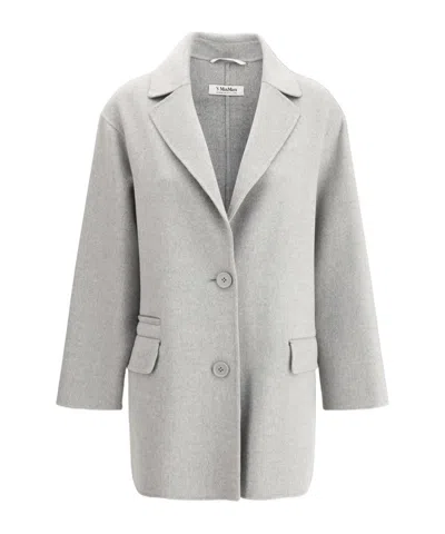 Max Mara Lapel Long-sleeved Coat In Gray