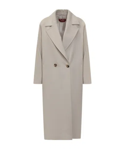 Max Mara Lapel Long-sleeved Coat In Nude