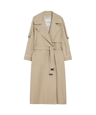 Max Mara Lapel Long-sleeved Coat In Nude
