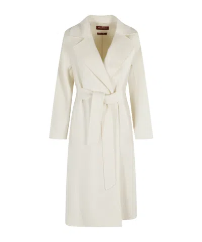 Max Mara Lapel Long-sleeved Coat In White