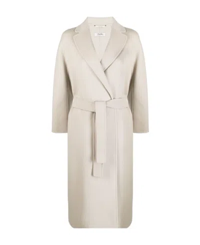 Max Mara Lapel Long-sleeved Coat In White