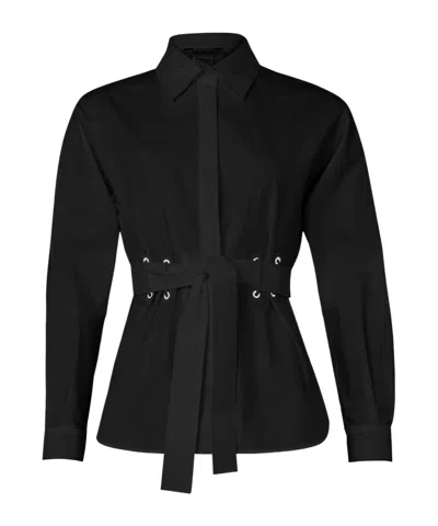Max Mara Lapel Long-sleeved Shirt In Black