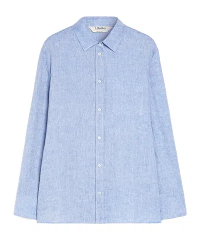 Max Mara Lapel Long-sleeved Shirt In Blue