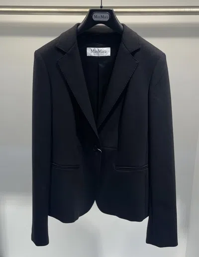 Max Mara Lapel Long-sleeved Suit Coat In Black