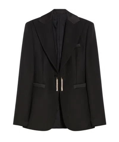 Max Mara Lapel Long-sleeved Suit Coat In Black