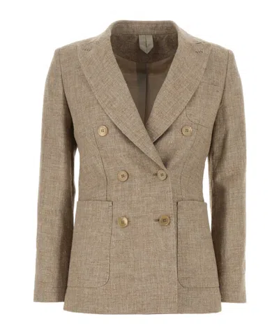 Max Mara Lapel Long-sleeved Suit Coat In Nude