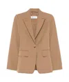 Max Mara Notched Lapels Single-breasted Jacket With Split Cuffs In Nude