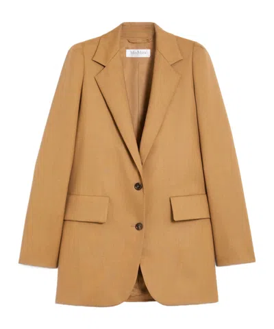 Max Mara Lapel Long-sleeved Suit Coat In Nude
