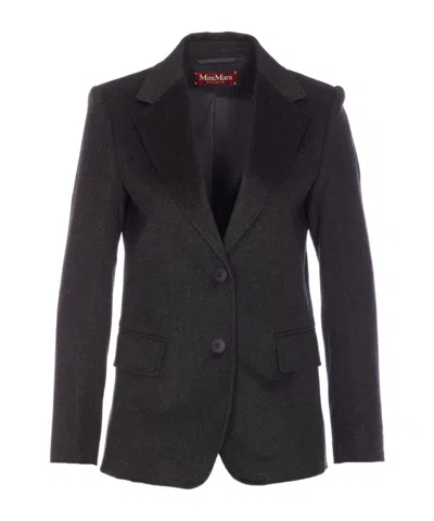 Max Mara Lapel Long-sleeved Suit Jacket In Black