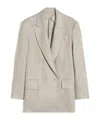 Max Mara Double-breasted Linen Blazer With Wide Lapels In Neutral