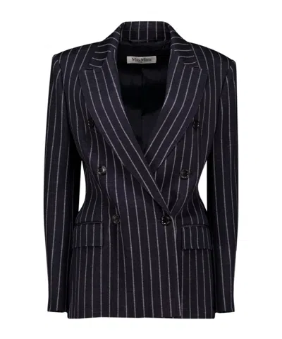 Max Mara Lapel Long-sleeved Suit Jacket In Black