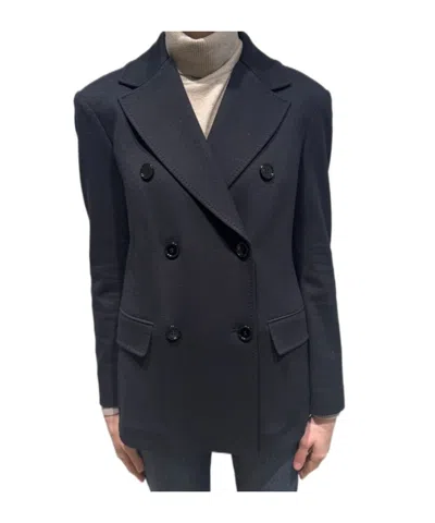 Max Mara Lapel Long-sleeved Suit Jacket In Blue