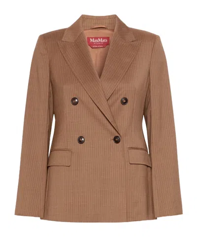 Max Mara Lapel Long-sleeved Suit Jacket In Brown