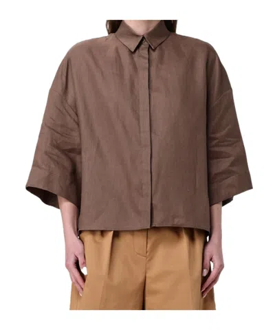 Max Mara Lapel Shirt In Brown