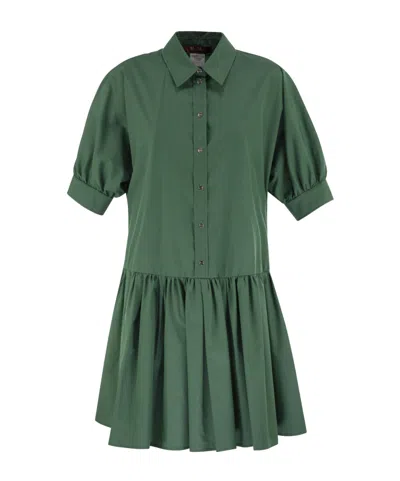 Max Mara Lapel Short Sleeve Dress In Green