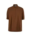 Max Mara Collared Asymmetrical Top Elbow-length Sleeves In Brown