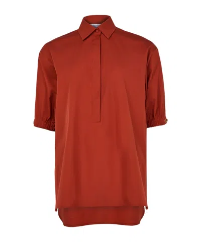 Max Mara Lapel Short Sleeve Polo Shirt In Red